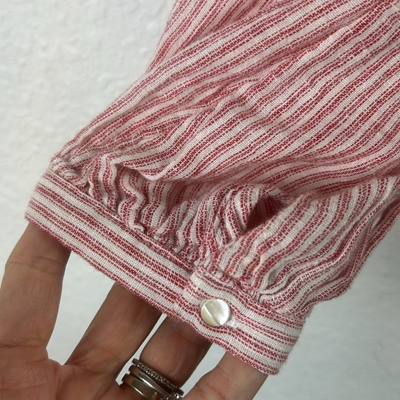 Perfect Rails marti red striped linen blend blouse small - Picture 5 of 8